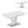 Caribu 4 To 6 Extendable Dining Table With Set Of 6 Doris Swivel Accent Chairs (Colour- Dark Grey, Finish- White High Gloss)