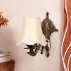 Devansh Gold Antique Wall Mounted Lamp With Off-White Cotton Shade