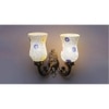 Sophia Antique Metal Double Wall Mounted Lamp with Multicolor Mosaic Glass