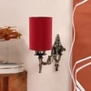 Devansh Metal Electric Wall Light in Antique Gold Colour with Red Shade Count of 1 Light