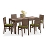 Atlas Crest Storage Solid Wood 6 Seater Dining Table With 6 Atlas Dining Chairs (Finish : Danish Walnut, Chair Colour : Avocado Green)