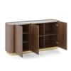 Dorian Engineered Wood Sideboard With Ceramic Top In Walnut High Gloss Finish