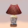 Devansh Conical Maroon Jute Shade Lamp With Wood & Mosaic Glass Base For Decoration/Office/Home/Gifting/Study For Decoration/Office/Home/Gifting/Study -(10X10X14.5) Inches -A