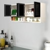 Aluminium Black Profile 4 Tinted Glass Handless Shutter  In Highland Pine Finish