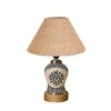Devansh Conical Beige Jute Shade Lamp With Wood & Mosaic Glass Base For Decoration/Office/Home/Gifting/Study For Decoration/Office/Home/Gifting/Study -(10X10X14.5) Inches -A