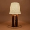 Ventus Brown Wooden Table Lamp with Yellow Printed Fabric Lampshade