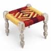 Hamilton Sheesham Wood 3 Seater Maachi Balcony Bench with 2 Stools in Multi Colour and Yellow