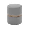 Doe Buck Gracy Velvet Round Ottoman in Grey Colour with Gold Band