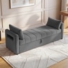 Jedlo Velvet 2 Seater Ottoman Bench with Storage  in Dark Grey  Color