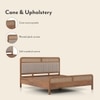 Hanoi Solid Wood Cane King Size Non Storage Bed In Amber Walnut Finish with Shitake Beige Colour