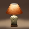 Devansh Conical Grey Cotton Shade Lamp With Wood & Mosaic Glass Base For Decoration/Office/Home/Gifting/Study For Decoration/Office/Home/Gifting/Study -(10X10X14.5) Inches -A
