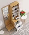 Hexa Red Wooden Dressing Table in Giant Wood and Frosty White Colour