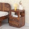 Woodwhiz Solid Wood Bedside Table in Provincial Teak