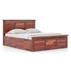 Fidora Solid Wood Queen Size Bed With Box Storage (Honey Finish)
