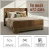 Heritage Cane Upholstered Queen Size Bed in Linen With Oak wood Frame