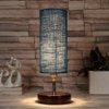 Klaus Turquoise Jute lamp with brown wood base