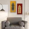Desert Art MDF Handpainted Red and Yellow Wall Hanging Frame Set of 2