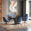 Caribu 6 To 8 Extendable Dining Table With 8 Doris Swivel Accent Chairs (Chair Colour- Blue, Finish- Black High Gloss)