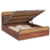 Yashvi Solid Wood Queen Size Hydrulic Storage Bed In Honey Oak Finish Brown 60x78 inch
