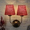 Devansh Metal Electric Wall Light in Gold Colour with Maroon Shade Count of 2 Lights