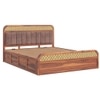 Yashvi Solid Wood Queen Size Hydrulic Storage Bed In Honey Oak Finish Brown 60x78 inch