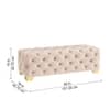 Doe Buck Velvet Tufted Bench in Beige Colour with Gold Base