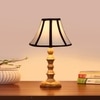 Devansh Off-White Cotton Vintage  Lamp With Wood Base (12X12X17)