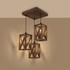 Symmetric Brown Solid Wood Cluster Hanging Light
