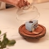 Ireka Homes Vriksha Acacia Wood Cake Stand with Glass Dome