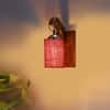 Devansh Solid Wood Electric Wall Light in Brown Colour with Maroon Shade Count of 1 Light