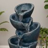 Stacked Pot Charcoal Grey Fiber Glass Indoor Fountain