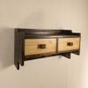 Golden Oak Wooden Wall Shelf With Drawers & Key Holders
