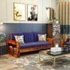 Maruti 3+2+1 Seater Wooden Sofa (BLUE Colour, Honey Finish)