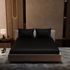 Stoa Paris 300TC UltrSatin Super King Bedsheet Set Satin Super Midnight Black