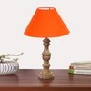 Devansh Orange Cotton Table Lamp With  Wood Natural Base -(10X18 Inches)-30