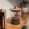 Ireka Homes Twist Glass Canister with Airtight Wooden Lid – Food Storage (5 x 7.5 in)
