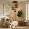 Elegant Brown Solid Wood Cluster Hanging Light