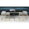 Benton Nesting Black Glass Coffee Table Set With 2 Stools In Gold Finish