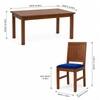 Globally Indian Mahira Solid Sheesham Wood 6 Seater Dining Table Set 6 Chairs Navy Blue