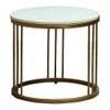 Metaline Round Metal Nesting Coffee Table Set Gold Finish White Porcelain Top Set Of 2