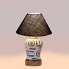 Devansh Conical Blue Jute Shade Lamp With Wood & Mosaic Glass Base For Decoration/Office/Home/Gifting/Study For Decoration/Office/Home/Gifting/Study -(10X10X14.5) Inches -A