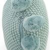 Pom Pom Dull Blue Cotton Knitted Decorative Cushion Cover 16 Inches Dia
