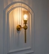 Abbie Single Light Wall Fitting In Antique Brass Finish Metal With Amber Glass