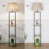 Gallow Metal Multiutility Shelf Floor Lamp With Beige Cotton Shade