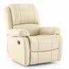 Lebowski Leatherette One Seater Manual Recliner in Ancient Ivory Cream Colour