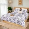 Himalayan Poppies 1 King Bedsheet & 2 Pillow Covers with Purple colour