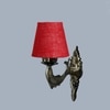 Devansh Metal Electric Wall Light in Antique Gold Colour with Maroon Shade Count of 1 Light