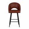 Doe Buck Faux Leather Counter Height Bar Stool in Brown Colour with Black Legs
