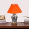 Devansh Conical Orange Cotton Shade Lamp With Wood & Mosaic Glass Base For Decoration/Office/Home/Gifting/Study For Decoration/Office/Home/Gifting/Study -(10X10X14.5) Inches -A