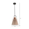 Liebe Shade Wood And Metal Hanging Pendant Light With Beige Cotton Shade